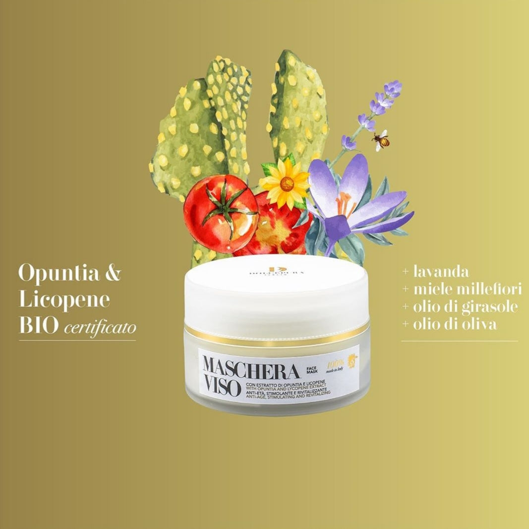 Mascarilla cosmética facial "NATURALMENTE HERMOSA" - bio licopeno opuntia (antienvejecimiento, estimulante y regenerador).  Origen orgánico y vegetal